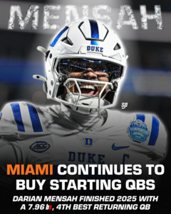 Darian Mensah is the next star quarterback of the Miami Hurricanes.