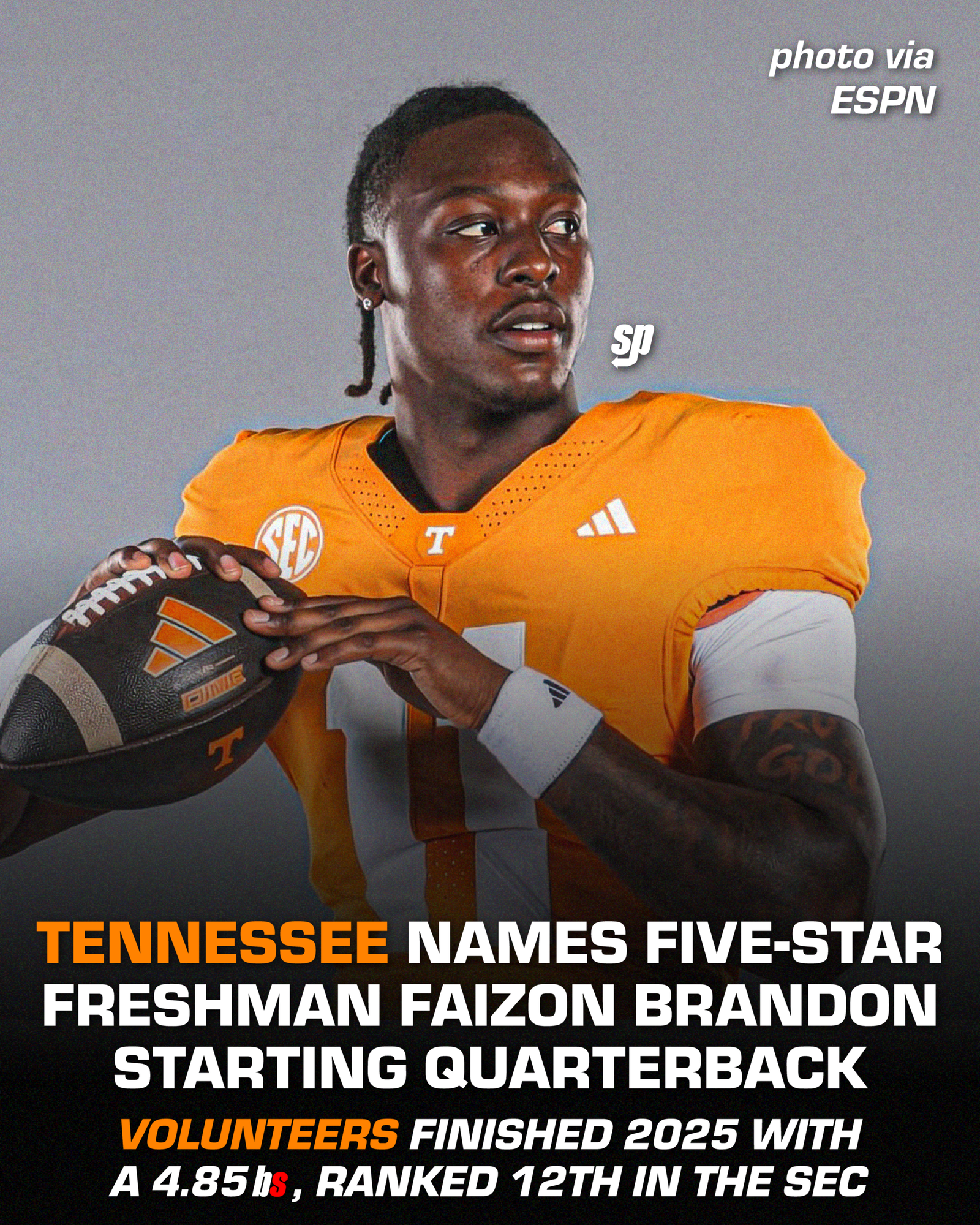 Standout freshman QB named starter at Tennessee